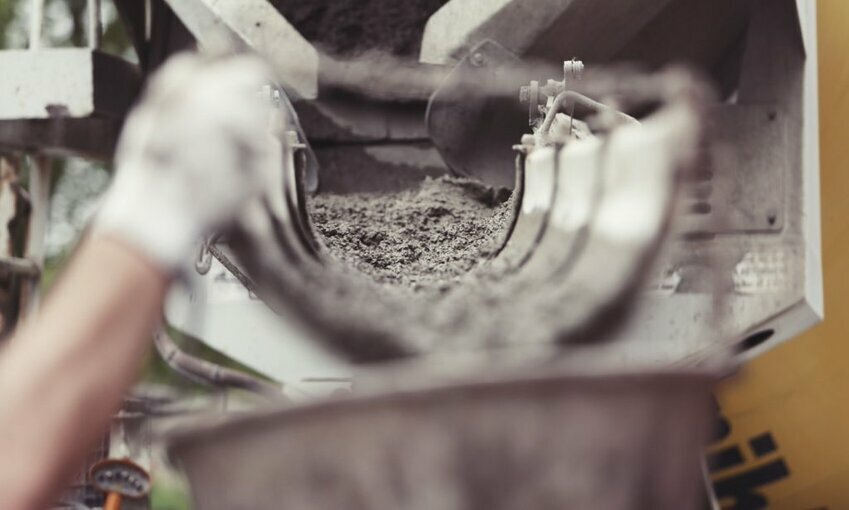 Concrete being mixed